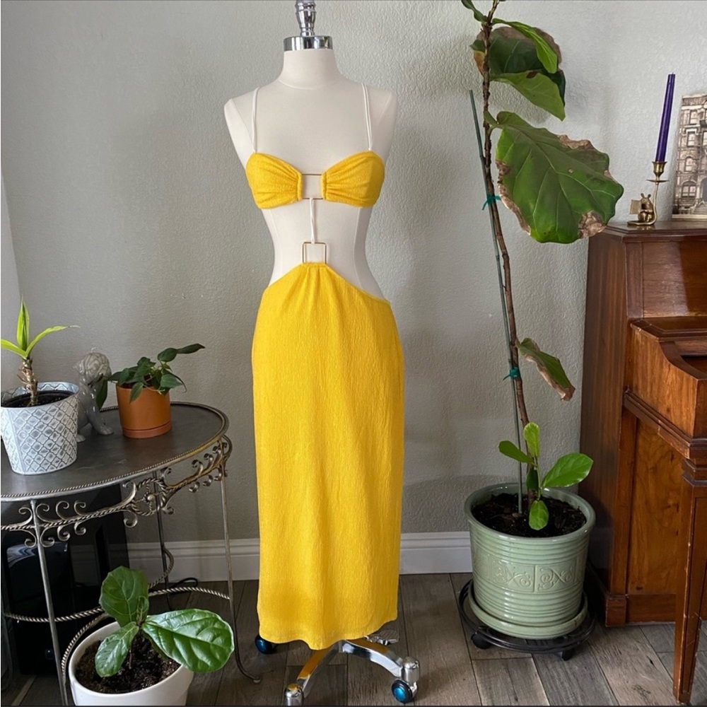 Camila Coelho Yellow Cutout Dress Small